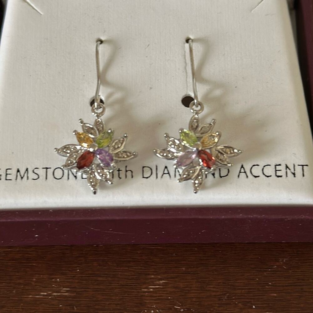 Gemstone Earrings with Diamond Accent NWT